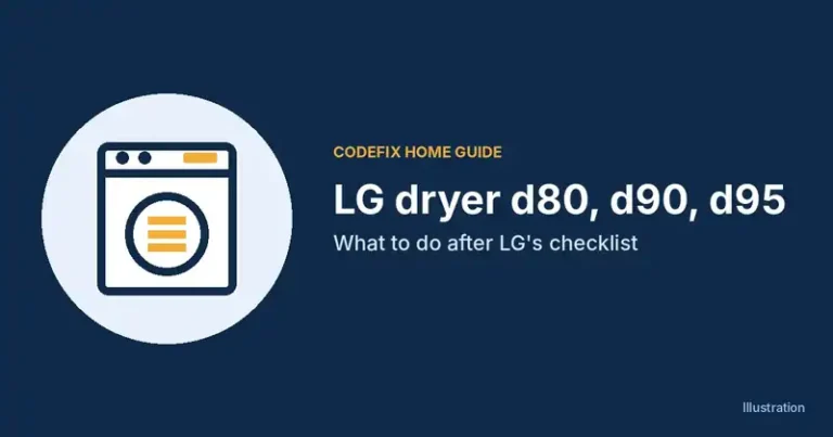 Illustration of a dryer icon with the title LG dryer d80, d90, d95