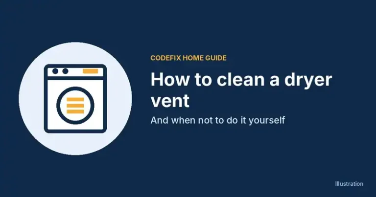 Illustration of a dryer icon with the title How to clean a dryer vent