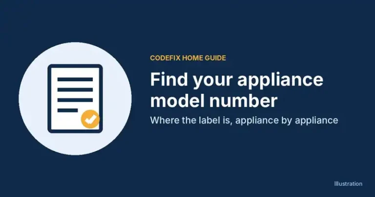 Illustration of a guide icon with the title Find your appliance model number