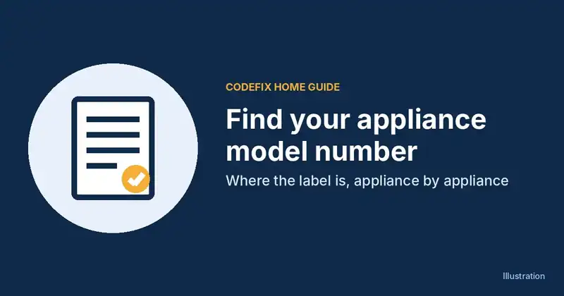 Illustration of a guide icon with the title Find your appliance model number